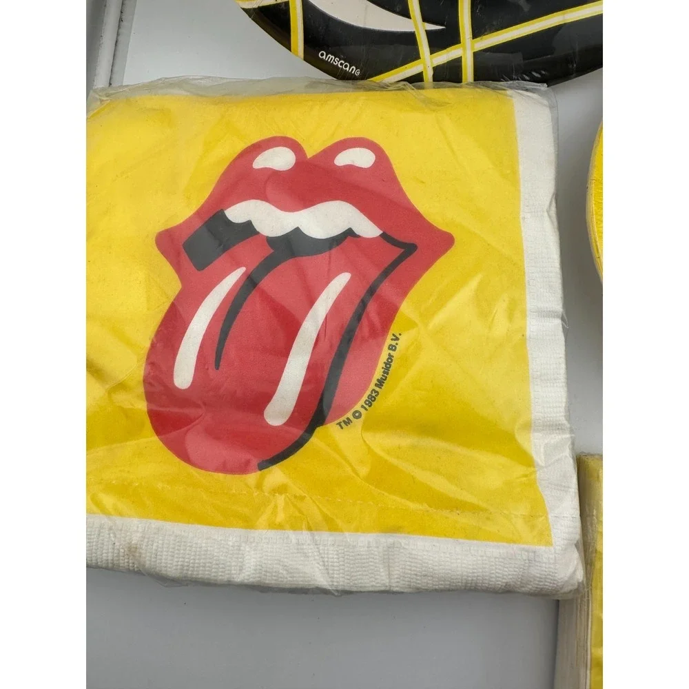 Vintage Rolling Stones Party Set 1983 Plates Napkins Tongue Logo Amscan Rock NOS